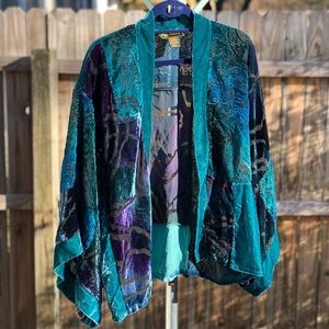 Mirasol Blue|Purple Velvet Sheer Jacket-Lg SMALL